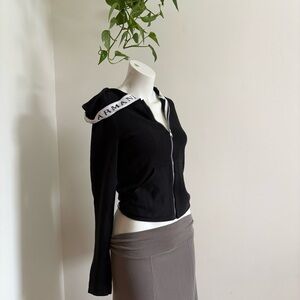 Vintage Armani Exchange Zip-Up Hoodie - Size S - Black